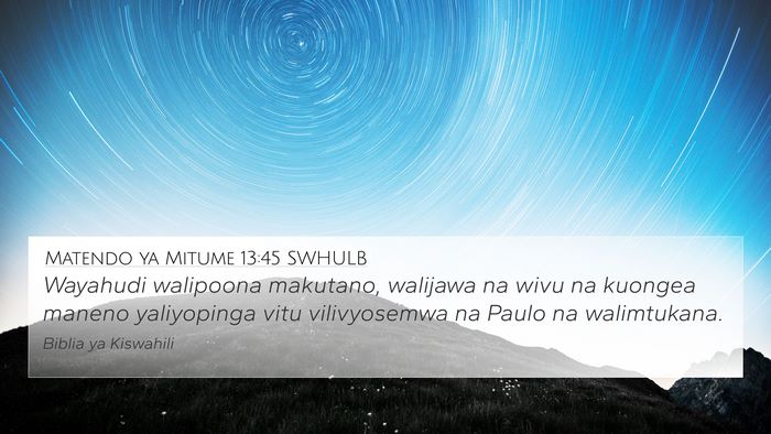 Matendo ya Mitume 13:45 SWHULB Bible Verse Image