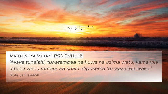 Matendo ya Mitume 17:28 SWHULB Bible Verse Image