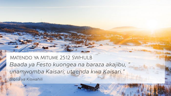 Matendo ya Mitume 25:12 SWHULB 4K Wallpaper - Baada ya Festo kuongea na baraza akajibu, “ - 4K Wallpaper Bible Verse