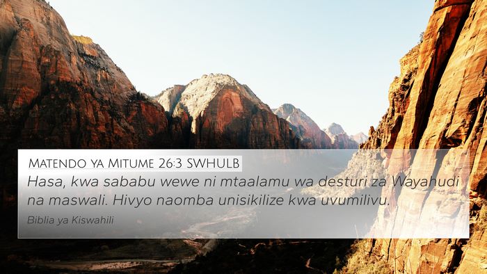 Matendo ya Mitume 26:3 SWHULB 4K Wallpaper - Hasa, kwa sababu wewe ni mtaalamu wa desturi za - 4K Wallpaper Bible Verse