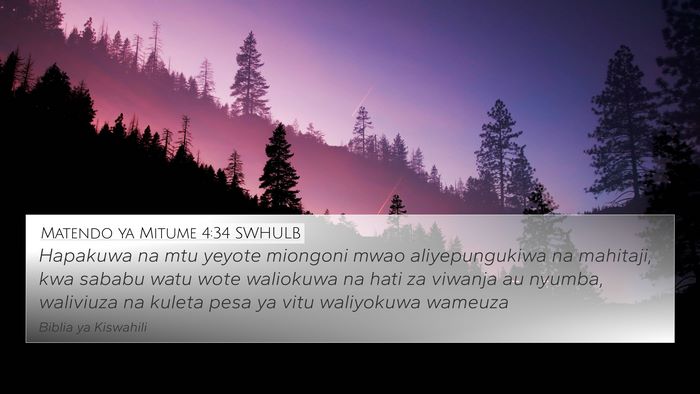 Matendo ya Mitume 4:34 SWHULB Bible Verse Image