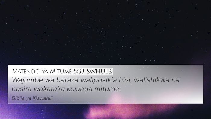 Matendo ya Mitume 5:33 SWHULB Bible Verse Image