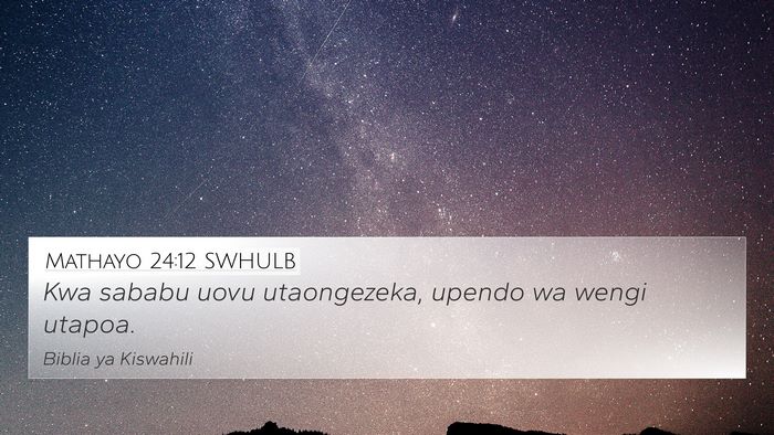 Mathayo 24:12 SWHULB Bible Verse Image