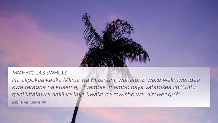 Mathayo 24:3 SWHULB Bible Verse Image