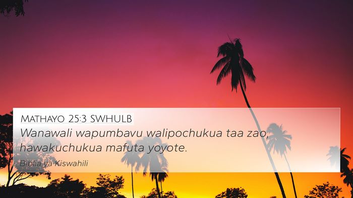 Mathayo 25:3 SWHULB Bible Verse Image