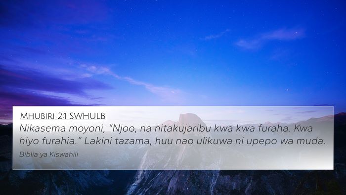 Mhubiri 2:1 SWHULB Bible Verse Image