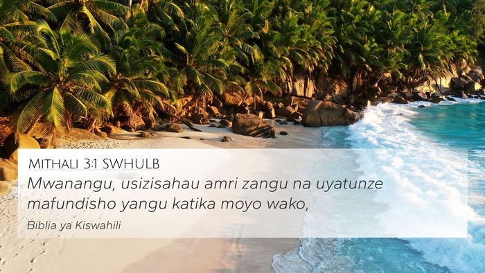 Mithali 3:1 SWHULB Bible Verse Image