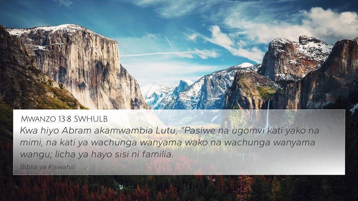 Mwanzo 13:8 SWHULB Bible Verse Image