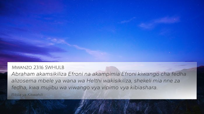 Mwanzo 23:16 SWHULB Bible Verse Image
