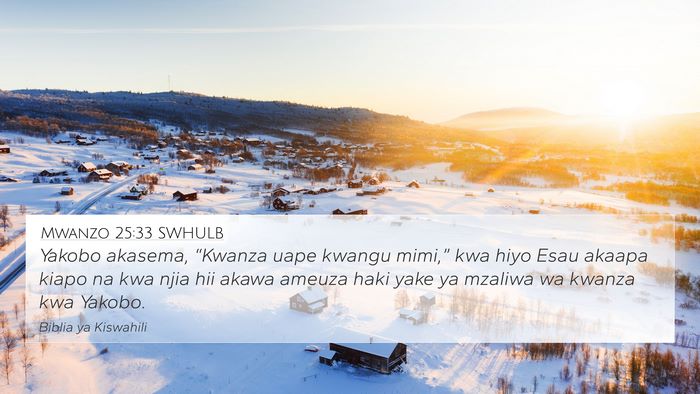 Mwanzo 25:33 SWHULB Bible Verse Image