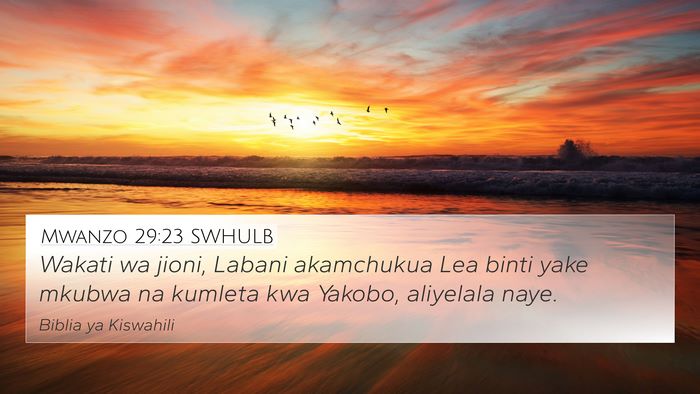Mwanzo 29:23 SWHULB Bible Verse Image