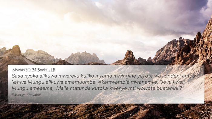 Mwanzo 3:1 SWHULB 4K Wallpaper - Sasa nyoka alikuwa mwerevu kuliko myama mwingine - 4K Wallpaper Bible Verse