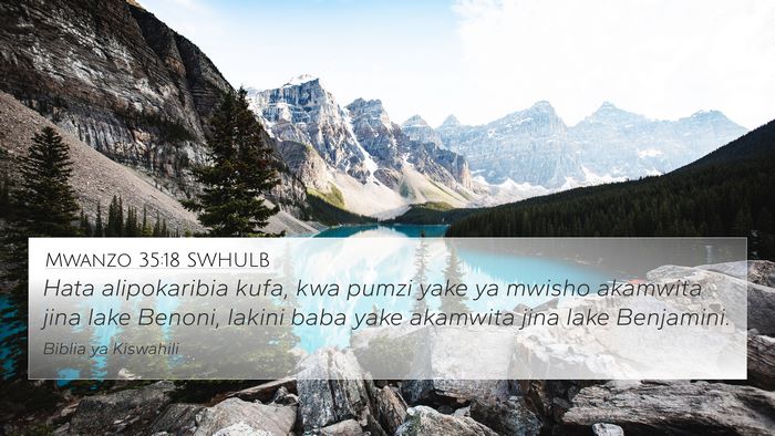 Mwanzo 35:18 SWHULB Bible Verse Image