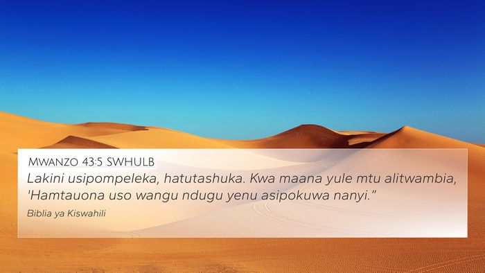 Mwanzo 43:5 SWHULB Bible Verse Image