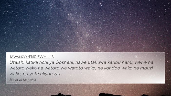 Mwanzo 45:10 SWHULB Bible Verse Image