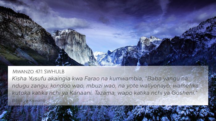 Mwanzo 47:1 SWHULB 4K Wallpaper - Kisha Yusufu akaingia kwa Farao na kumwambia, - 4K Wallpaper Bible Verse