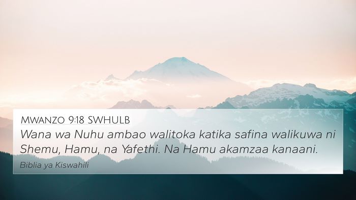 Mwanzo 9:18 SWHULB Bible Verse Image