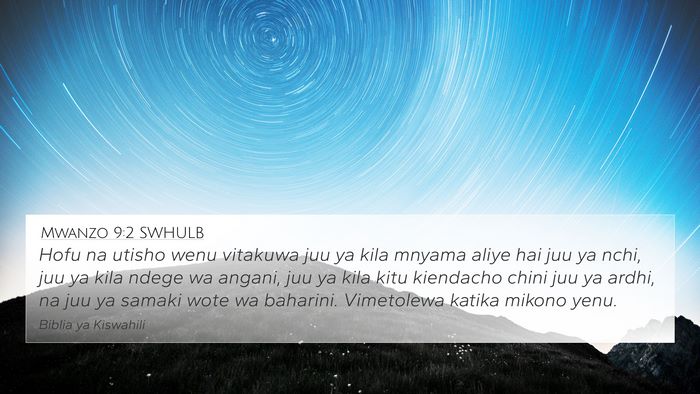 Mwanzo 9:2 SWHULB Bible Verse Image