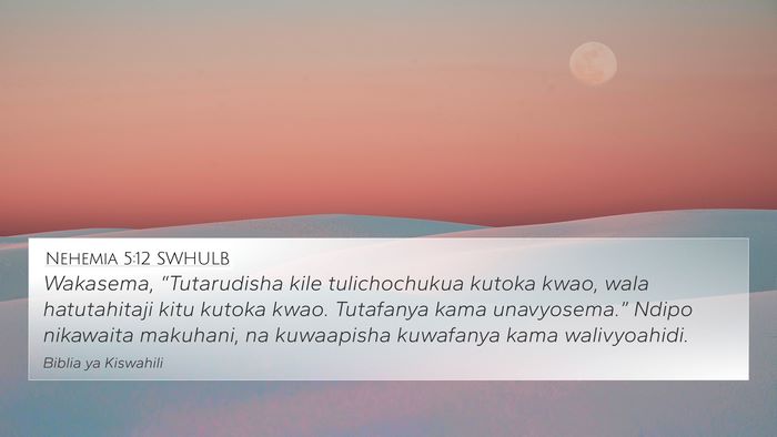 Nehemia 5:12 SWHULB 4K Wallpaper - Wakasema, “Tutarudisha kile tulichochukua - 4K Wallpaper Bible Verse