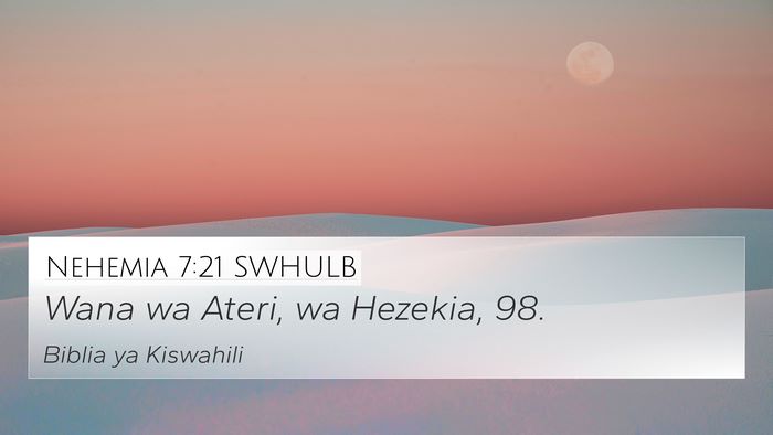 Nehemia 7:21 SWHULB 4K Wallpaper - Wana wa Ateri, wa Hezekia, - 4K Wallpaper Bible Verse