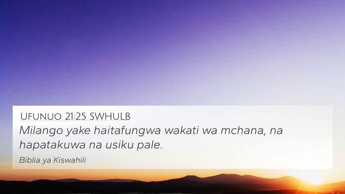 Ufunuo 21:25 SWHULB Bible Verse Image