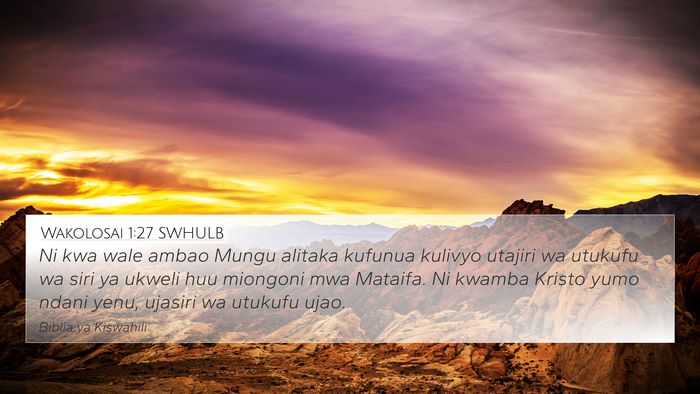 Wakolosai 1:27 SWHULB Bible Verse Image