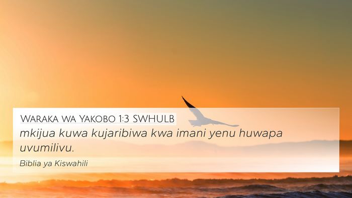Waraka wa Yakobo 1:3 SWHULB Bible Verse Image
