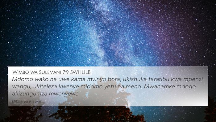 Wimbo wa Sulemani 7:9 SWHULB Bible Verse Image