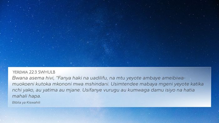 Yeremia 22:3 SWHULB Bible Verse Image