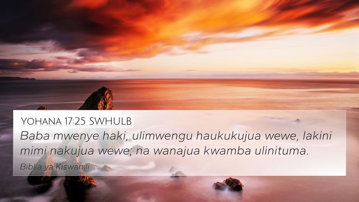 Yohana 17:25 SWHULB Bible Verse Image