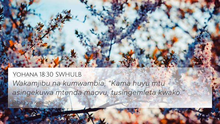 Yohana 18:30 SWHULB Bible Verse Image