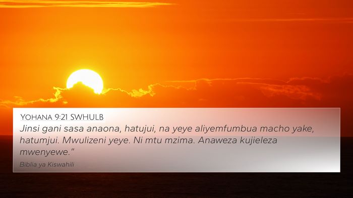 Yohana 9:21 SWHULB Bible Verse Image