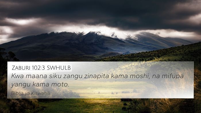 Zaburi 102:3 SWHULB 4K Wallpaper - Kwa maana siku zangu zinapita kama moshi, na - 4K Wallpaper Bible Verse
