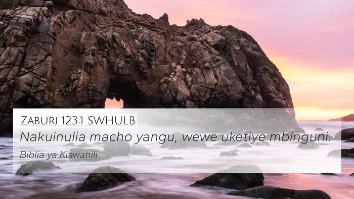 Zaburi 123:1 SWHULB 4K Wallpaper - Nakuinulia macho yangu, wewe uketiye - 4K Wallpaper Bible Verse