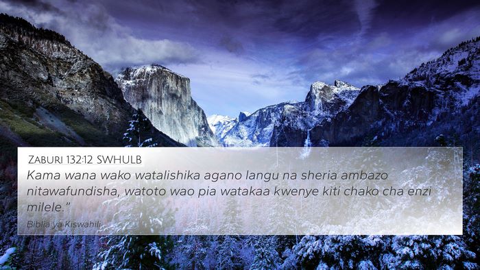 Zaburi 132:12 SWHULB 4K Wallpaper - Kama wana wako watalishika agano langu na sheria - 4K Wallpaper Bible Verse