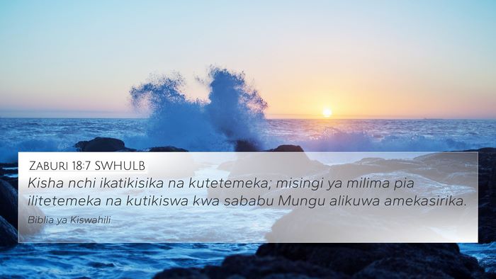 Zaburi 18:7 SWHULB 4K Wallpaper - Kisha nchi ikatikisika na kutetemeka; misingi ya - 4K Wallpaper Bible Verse