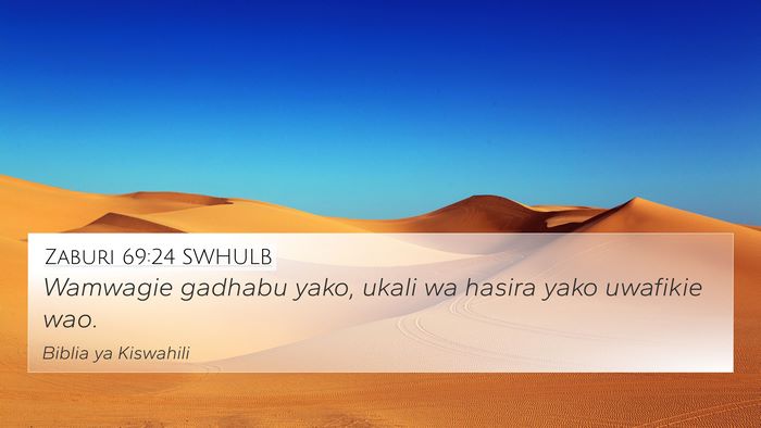 Zaburi 69:24 SWHULB 4K Wallpaper - Wamwagie gadhabu yako, ukali wa hasira yako - 4K Wallpaper Bible Verse