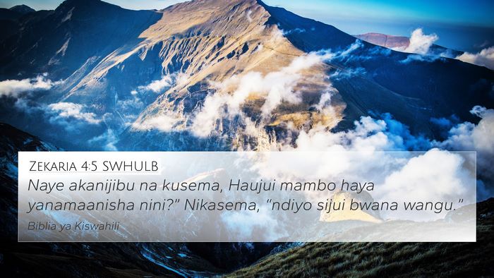 Zekaria 4:5 SWHULB 4K Wallpaper - Naye akanijibu na kusema, Haujui mambo haya - 4K Wallpaper Bible Verse