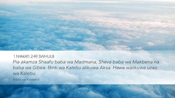 1 Nyakati 2:49 SWHULB Desktop Wallpaper - Pia akamza Shaafu baba wa Madmana, Sheva baba wa - Desktop Bible Verse Wallpaper