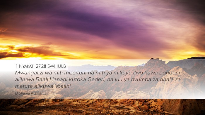 1 Nyakati 27:28 SWHULB Bible Verse Image