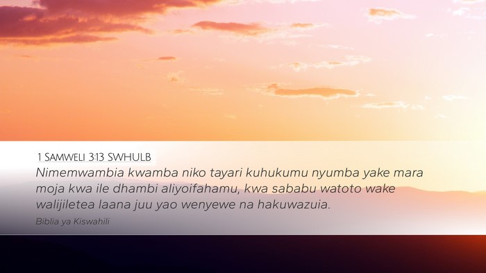 1 Samweli 3:13 SWHULB Bible Verse Image