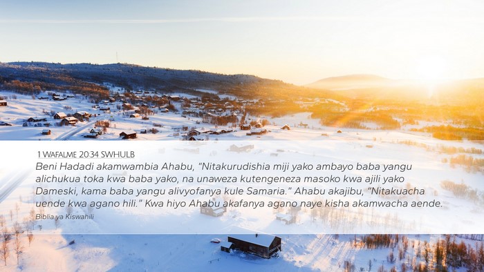 1 Wafalme 20:34 SWHULB Bible Verse Image