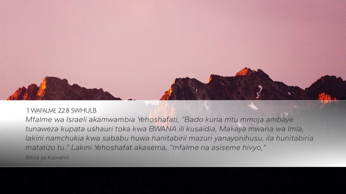 1 Wafalme 22:8 SWHULB Bible Verse Image