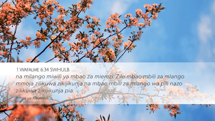1 Wafalme 6:34 SWHULB Bible Verse Image