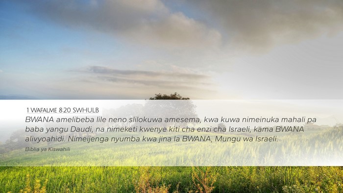 1 Wafalme 8:20 SWHULB Bible Verse Image