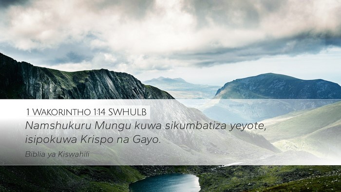 1 Wakorintho 1:14 SWHULB Bible Verse Image