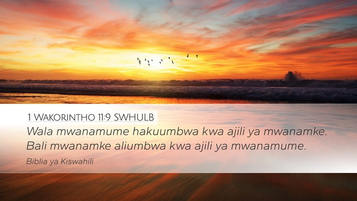 1 Wakorintho 11:9 SWHULB Bible Verse Image