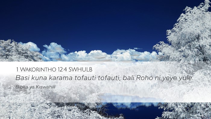 1 Wakorintho 12:4 SWHULB Bible Verse Image