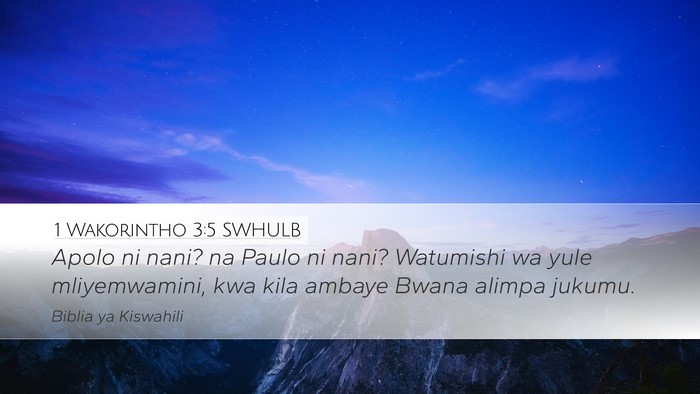 1 Wakorintho 3:5 SWHULB Bible Verse Image