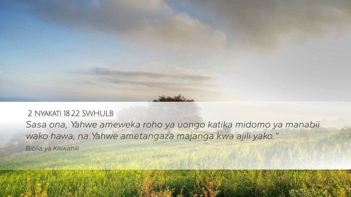 2 Nyakati 18:22 SWHULB Desktop Wallpaper - Sasa ona, Yahwe ameweka roho ya uongo katika - Desktop Bible Verse Wallpaper